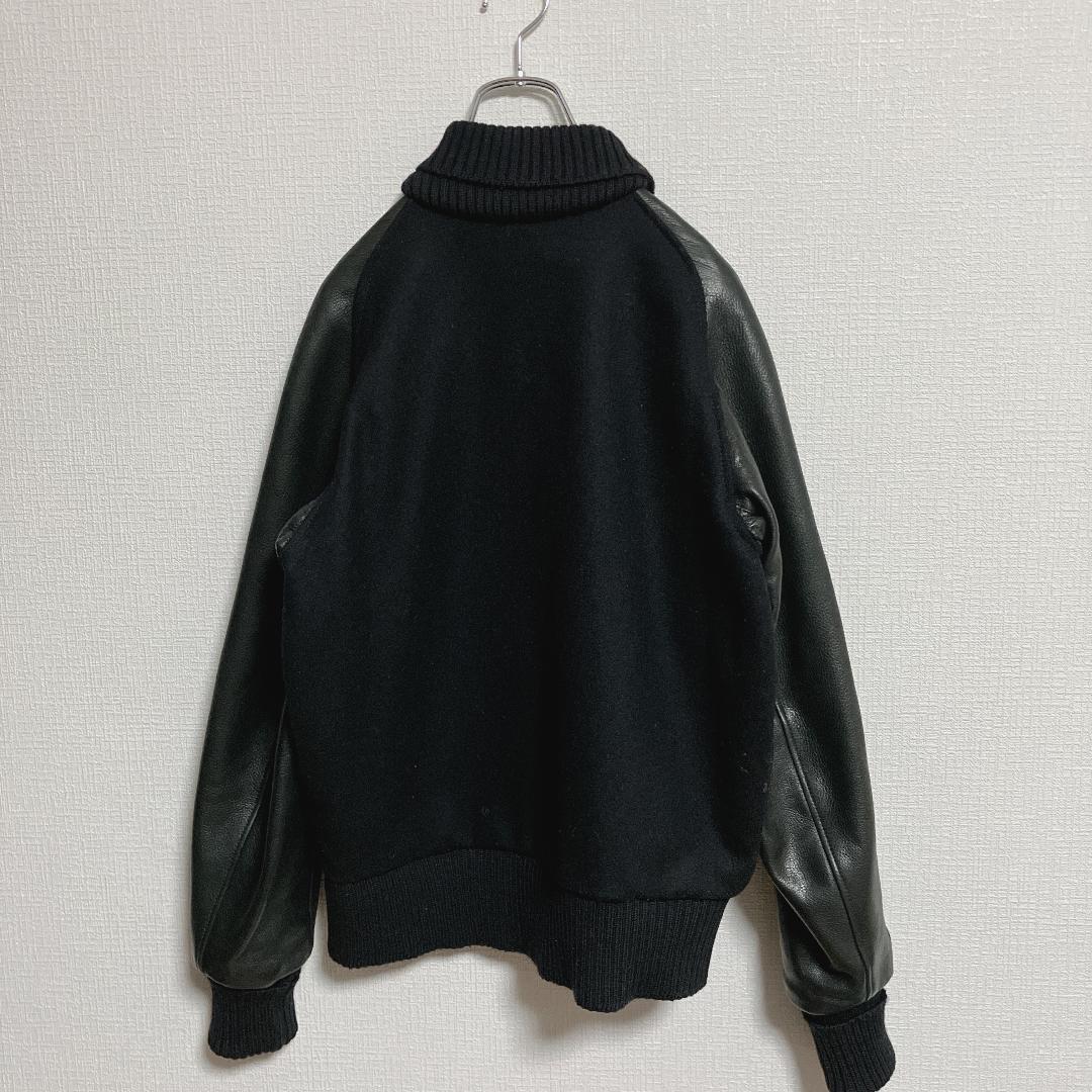 USA製SKOOKUM袖革ボタンスタジャン34黒x黒スクーカムアワードジャケット