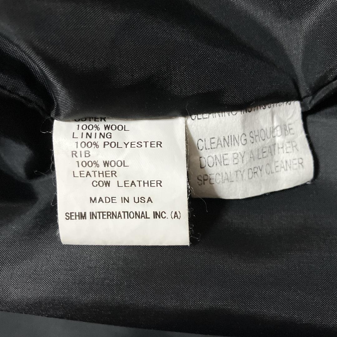 USA製SKOOKUM袖革ボタンスタジャン34黒x黒スクーカムアワードジャケット