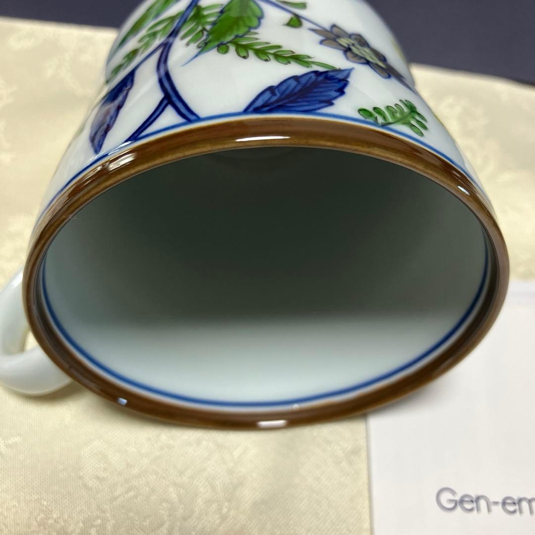 源右衛門 染錦 更沙手花蝶文 マグカップ 有田焼