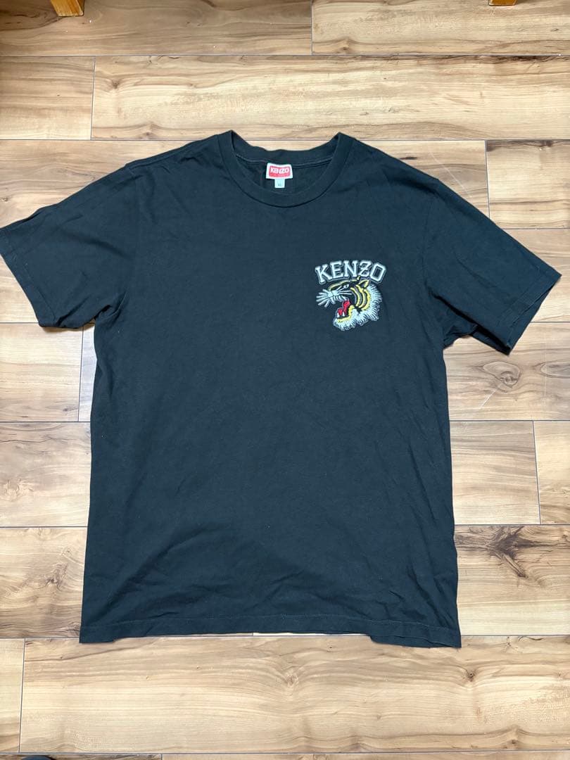 KENZO ブラック トラ刺繍 Tシャツ XL