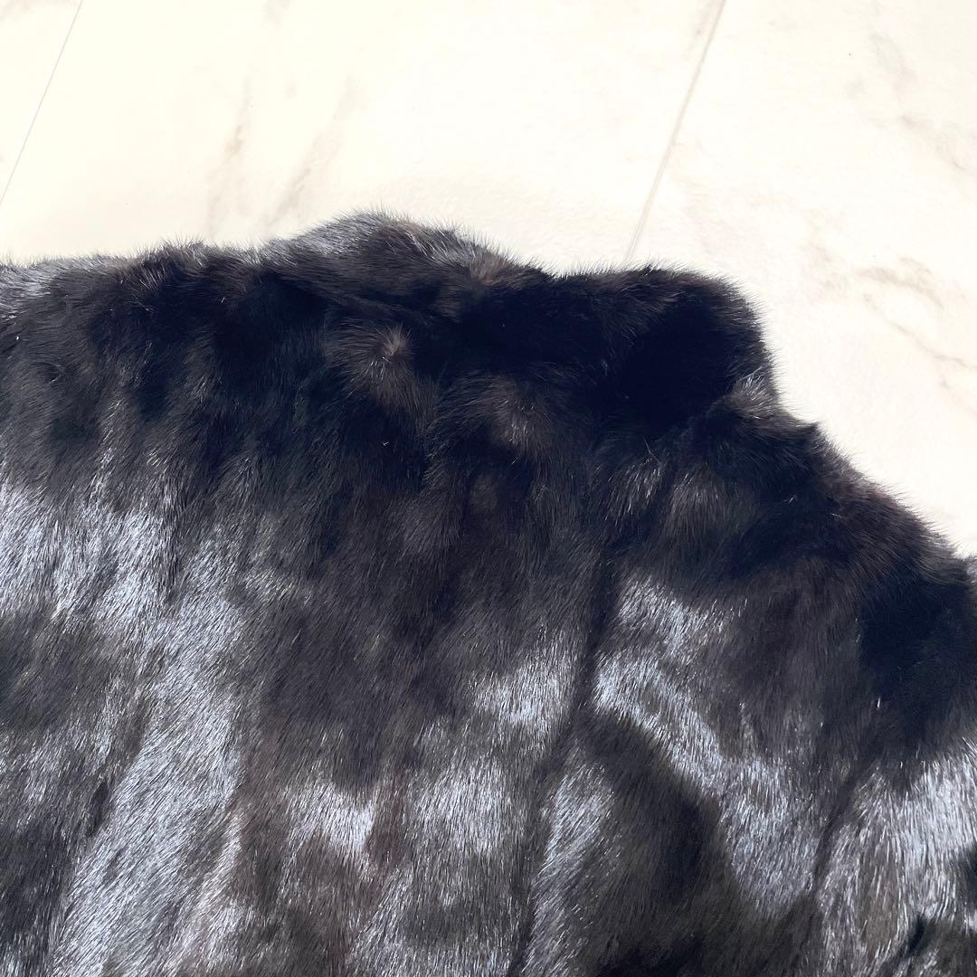 極美品 SAGA サガミンク 銀タグ ファーコート 花柄刺繍 ブラック 13