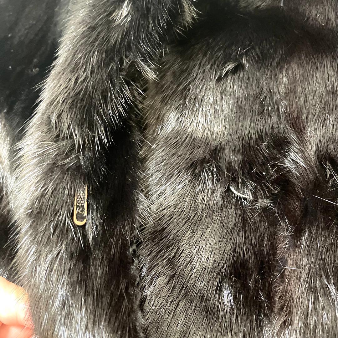 極美品 SAGA サガミンク 銀タグ ファーコート 花柄刺繍 ブラック 13