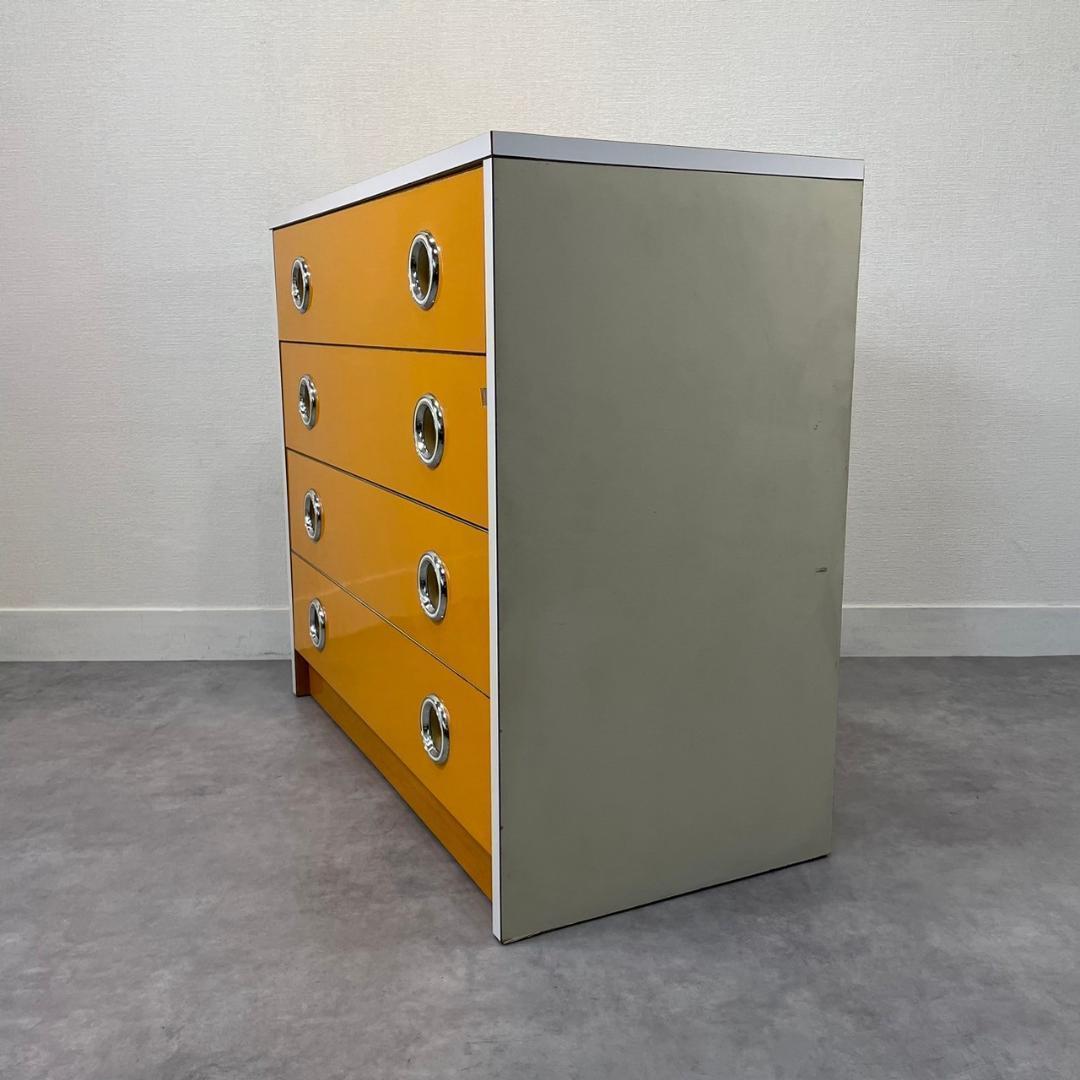 昭和レトロ チェスト オレンジ タンス 4段 引き出し収納 当時物 ヴィンテージ