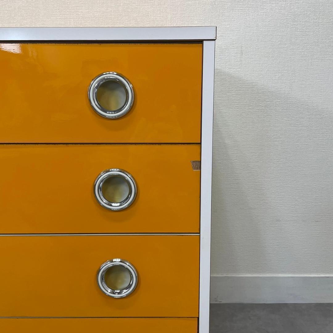 昭和レトロ チェスト オレンジ タンス 4段 引き出し収納 当時物 ヴィンテージ