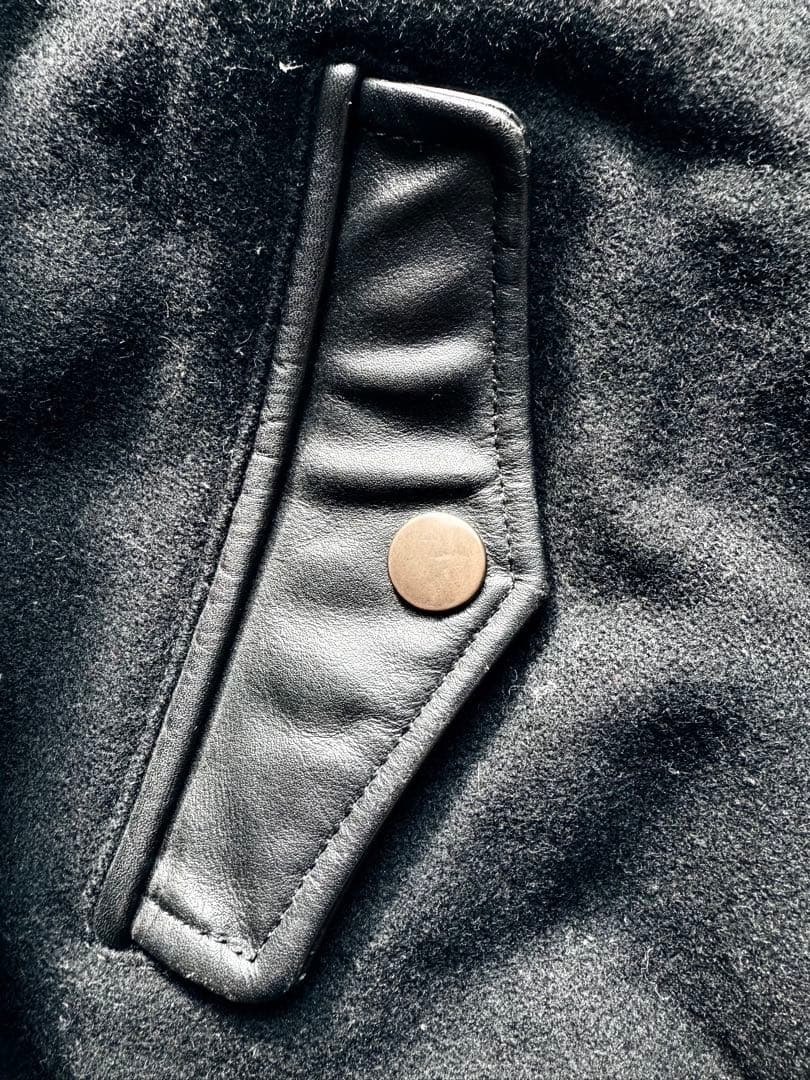 希少　短丈ボックスシルエット　ヴィンテージ　 スタジャン 襟レザー