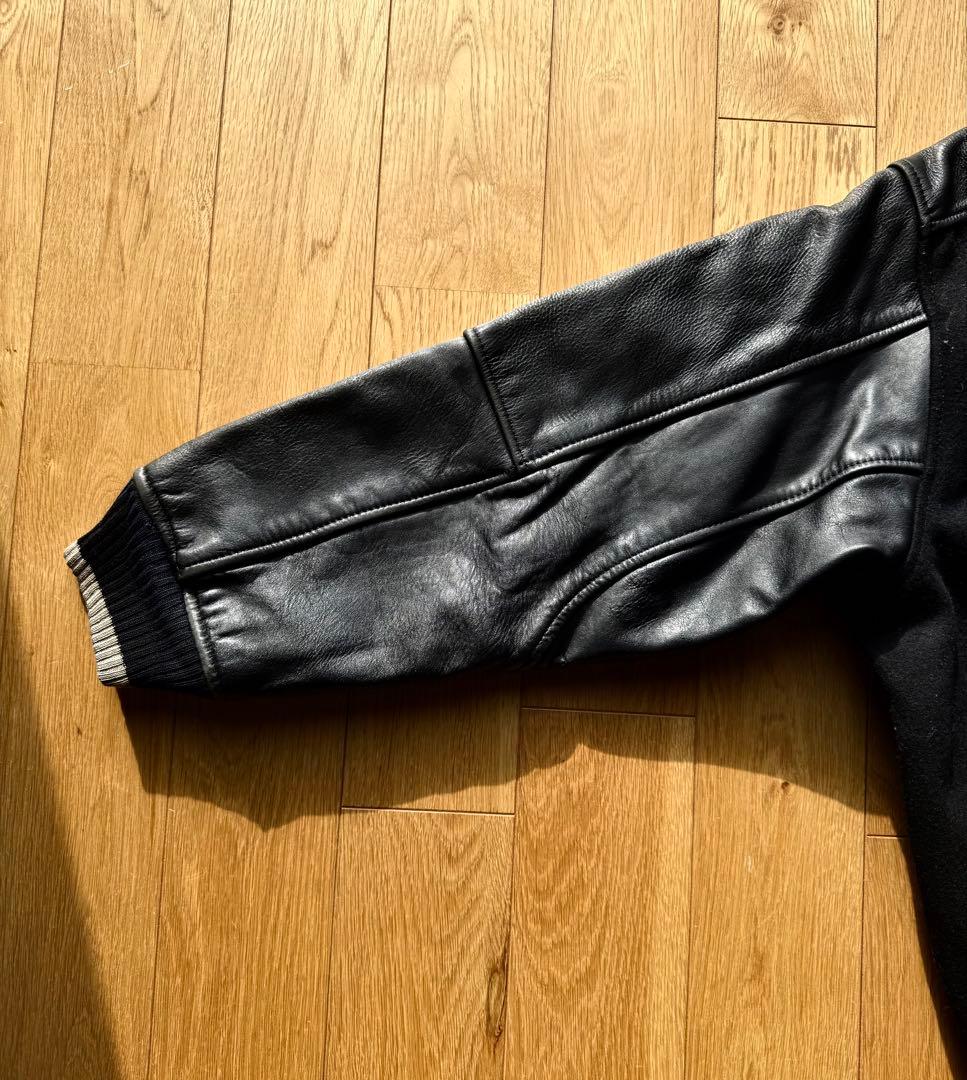 希少　短丈ボックスシルエット　ヴィンテージ　 スタジャン 襟レザー