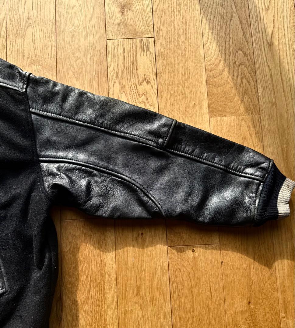 希少　短丈ボックスシルエット　ヴィンテージ　 スタジャン 襟レザー