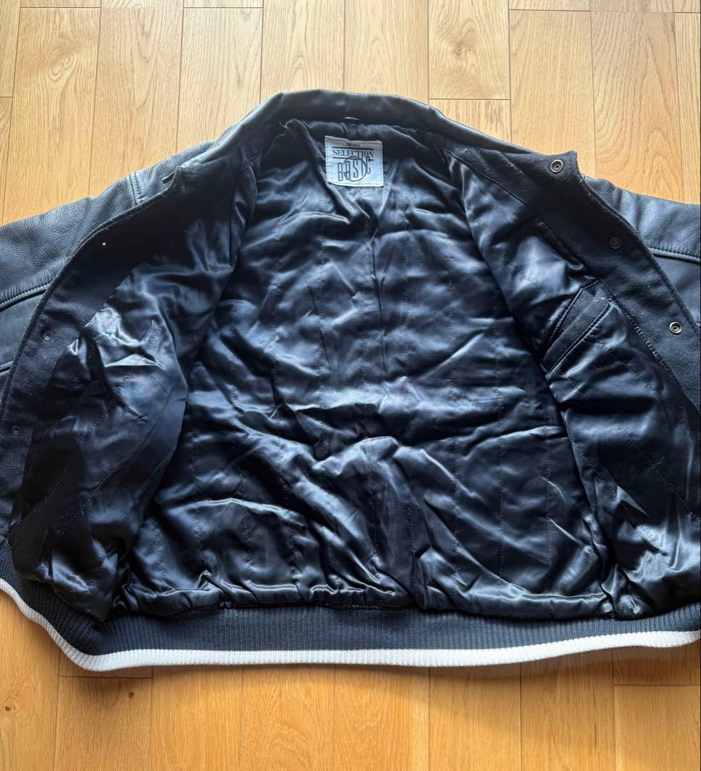 希少　短丈ボックスシルエット　ヴィンテージ　 スタジャン 襟レザー