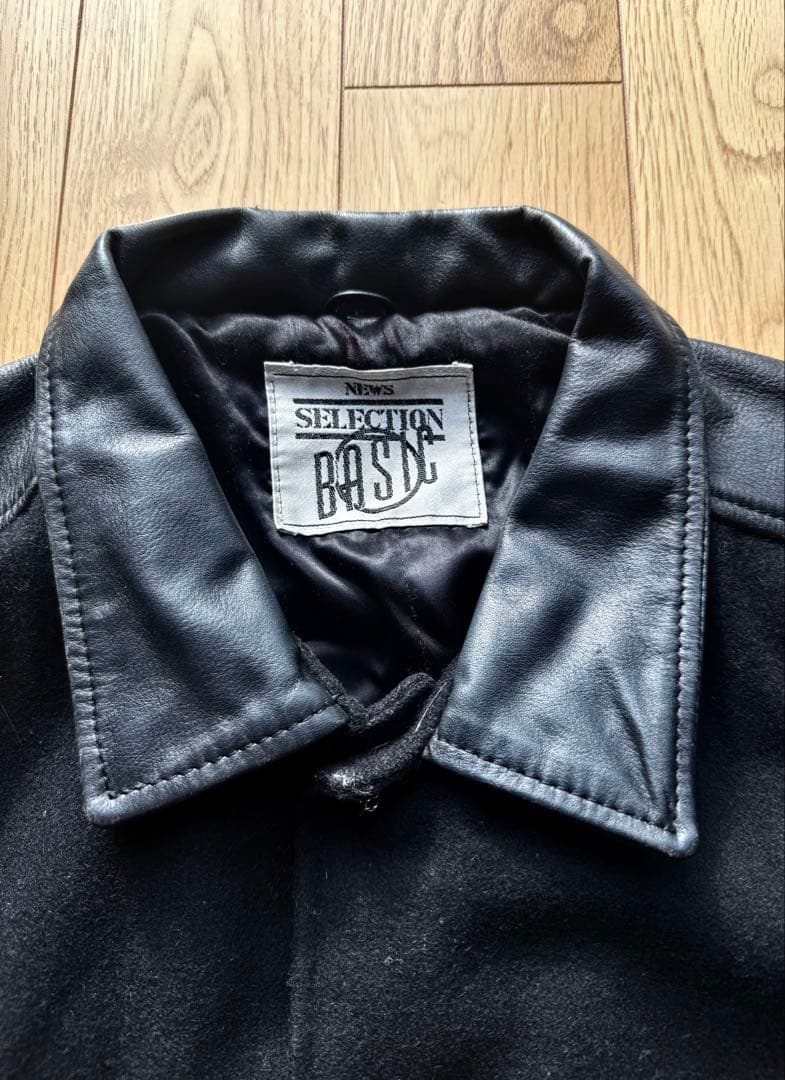 希少　短丈ボックスシルエット　ヴィンテージ　 スタジャン 襟レザー