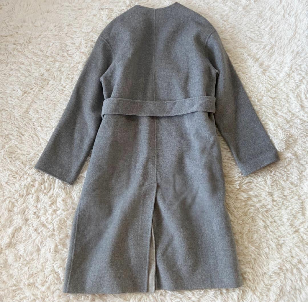 theory luxe　ダブルフェイスノーカラーコート　ウールコート　ロング