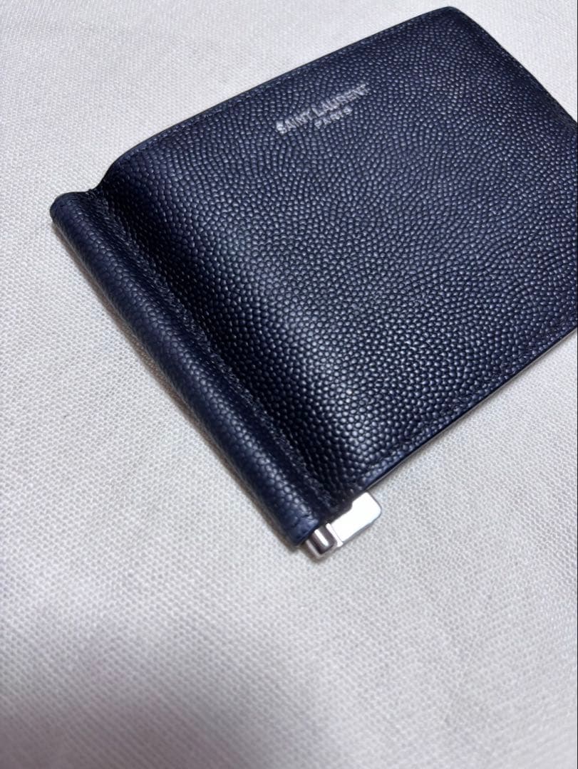 SAINT LAURENT 黒レザー マネークリップ