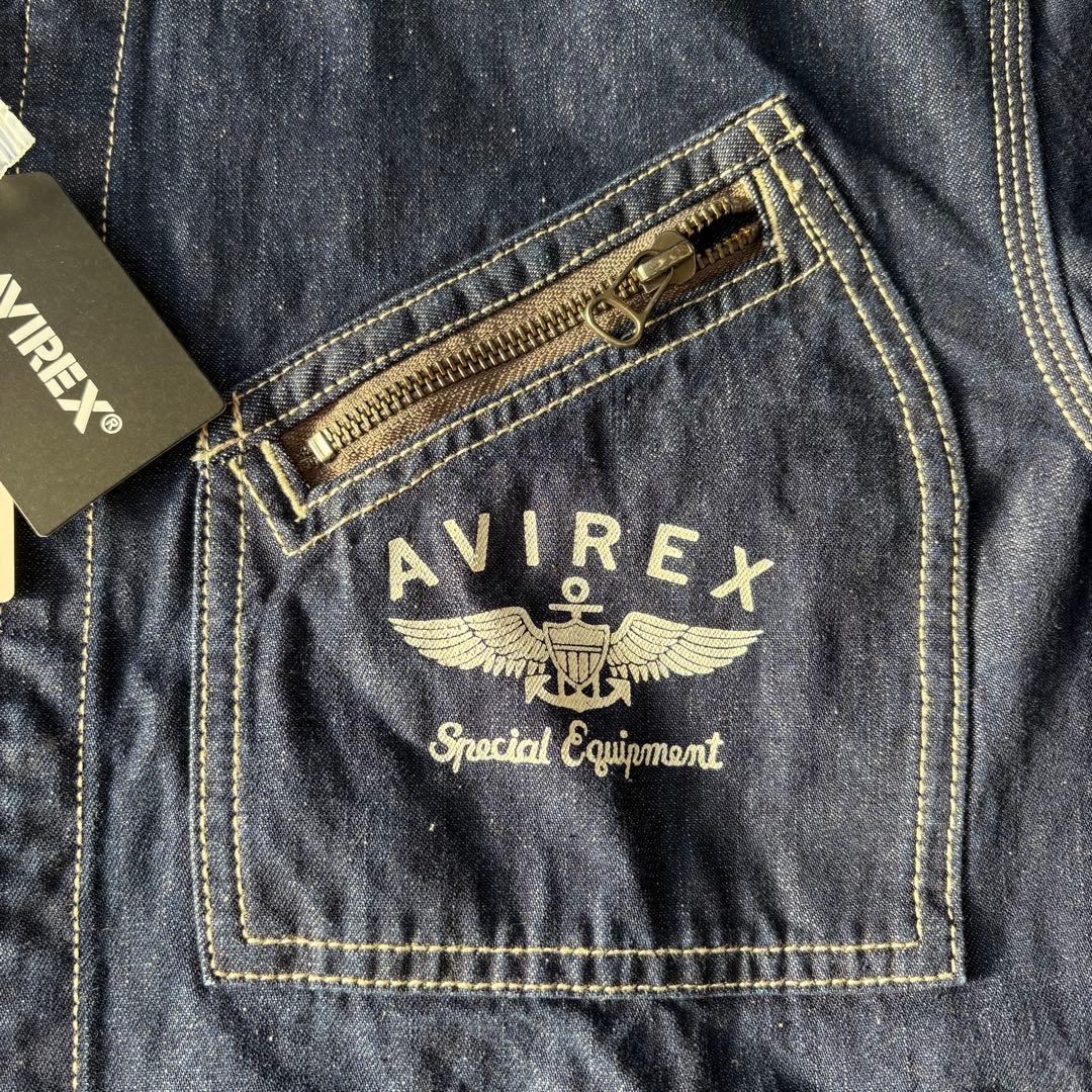 未使用品 AVIREX Gジャンデニムジャケット 刺繍 バックロゴ XL