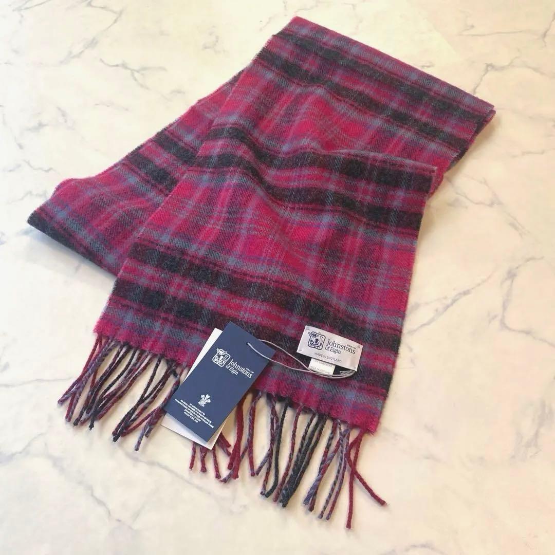 新品✨JohnstonsofElginジョンストンズ マフラー チェック ピンク