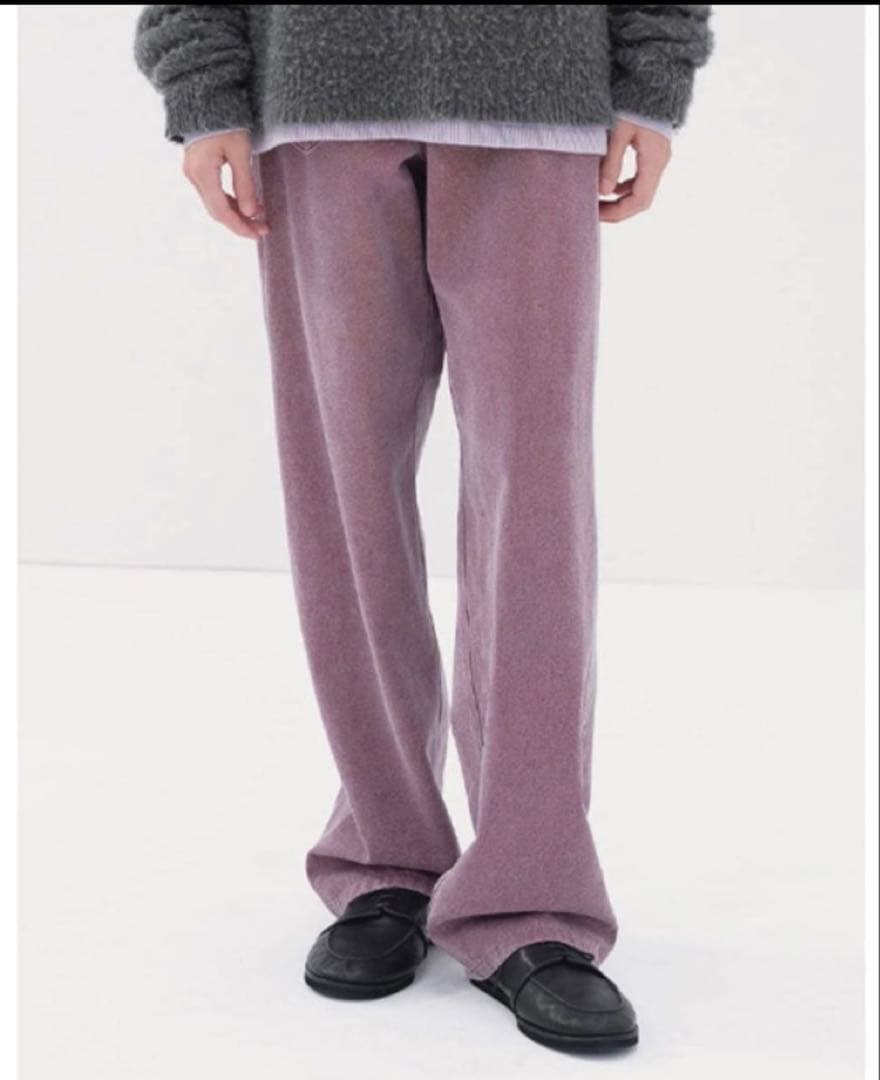 【AURALEE 】顔料染め ベルテッドキャンバスパンツ/パープル サイズ5