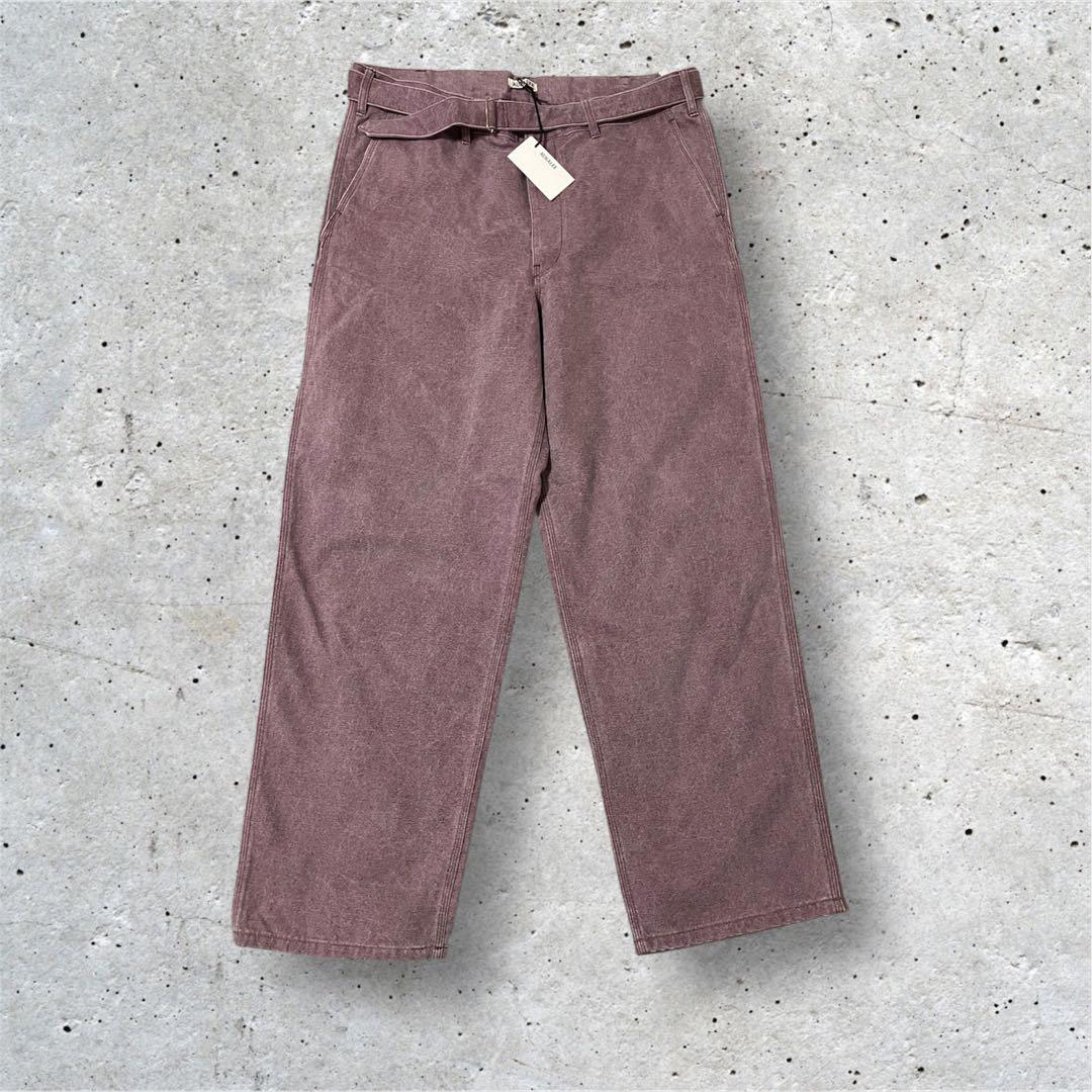 【AURALEE 】顔料染め ベルテッドキャンバスパンツ/パープル サイズ5