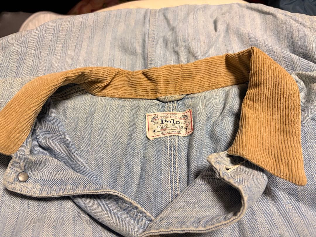 80s ラルフローレン ヘリンボーンデニムカバーオール USA製　Vintage