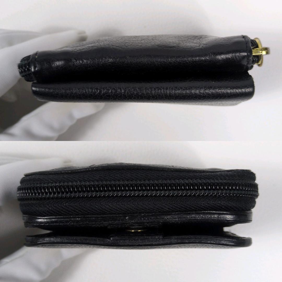 おっぽーイルビゾンテ ラウンドジップ ファスナー 二つ折り財布 ブラック