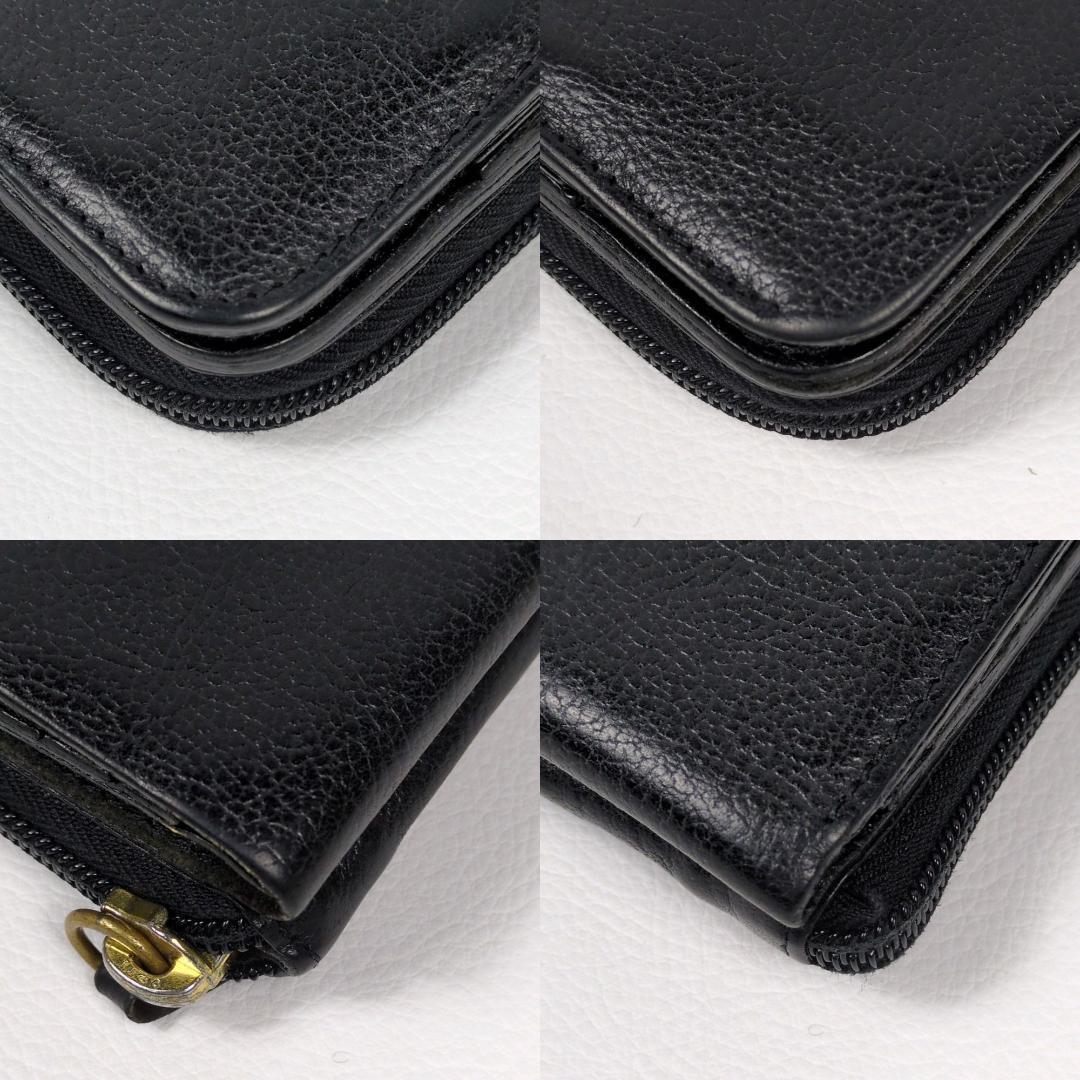 おっぽーイルビゾンテ ラウンドジップ ファスナー 二つ折り財布 ブラック