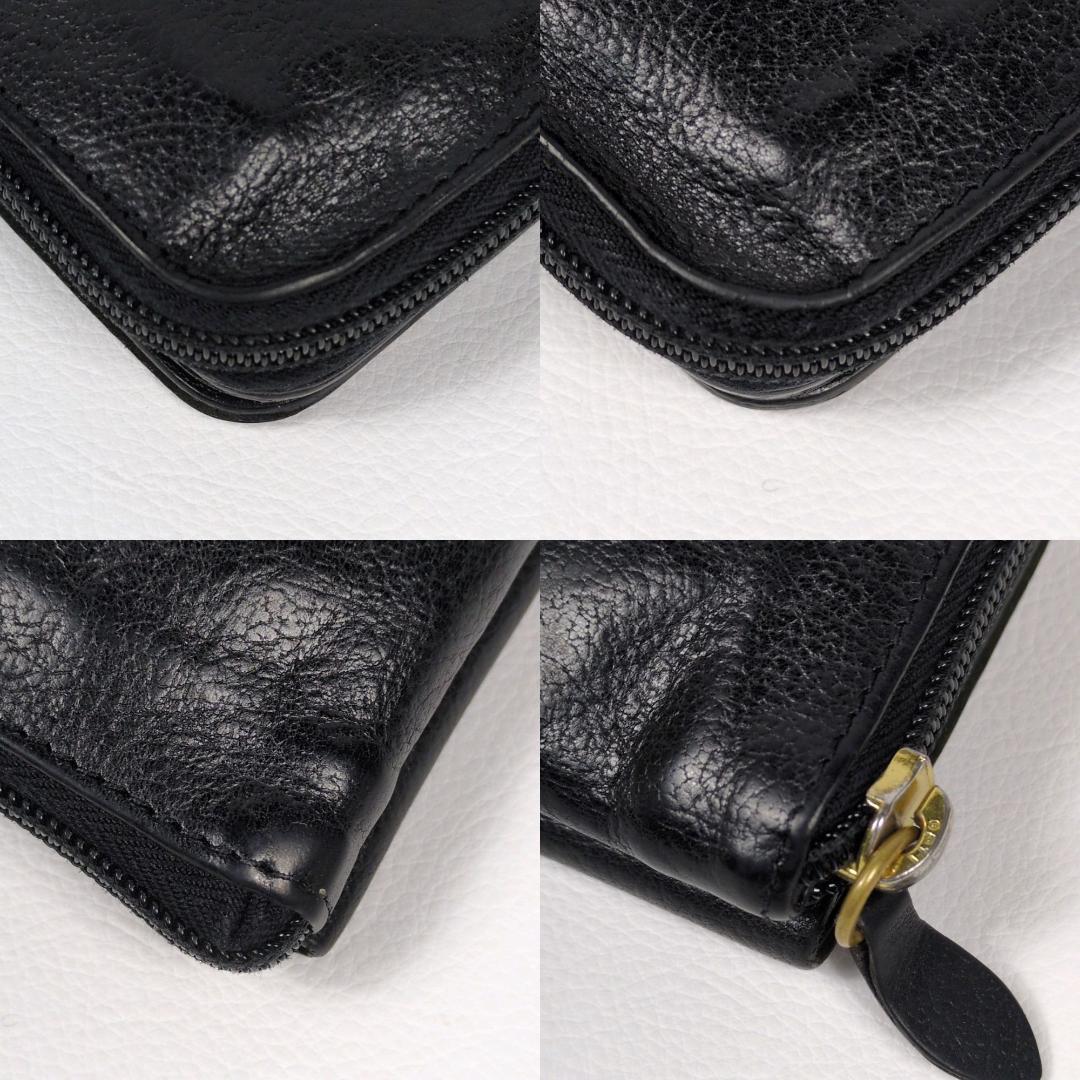 おっぽーイルビゾンテ ラウンドジップ ファスナー 二つ折り財布 ブラック