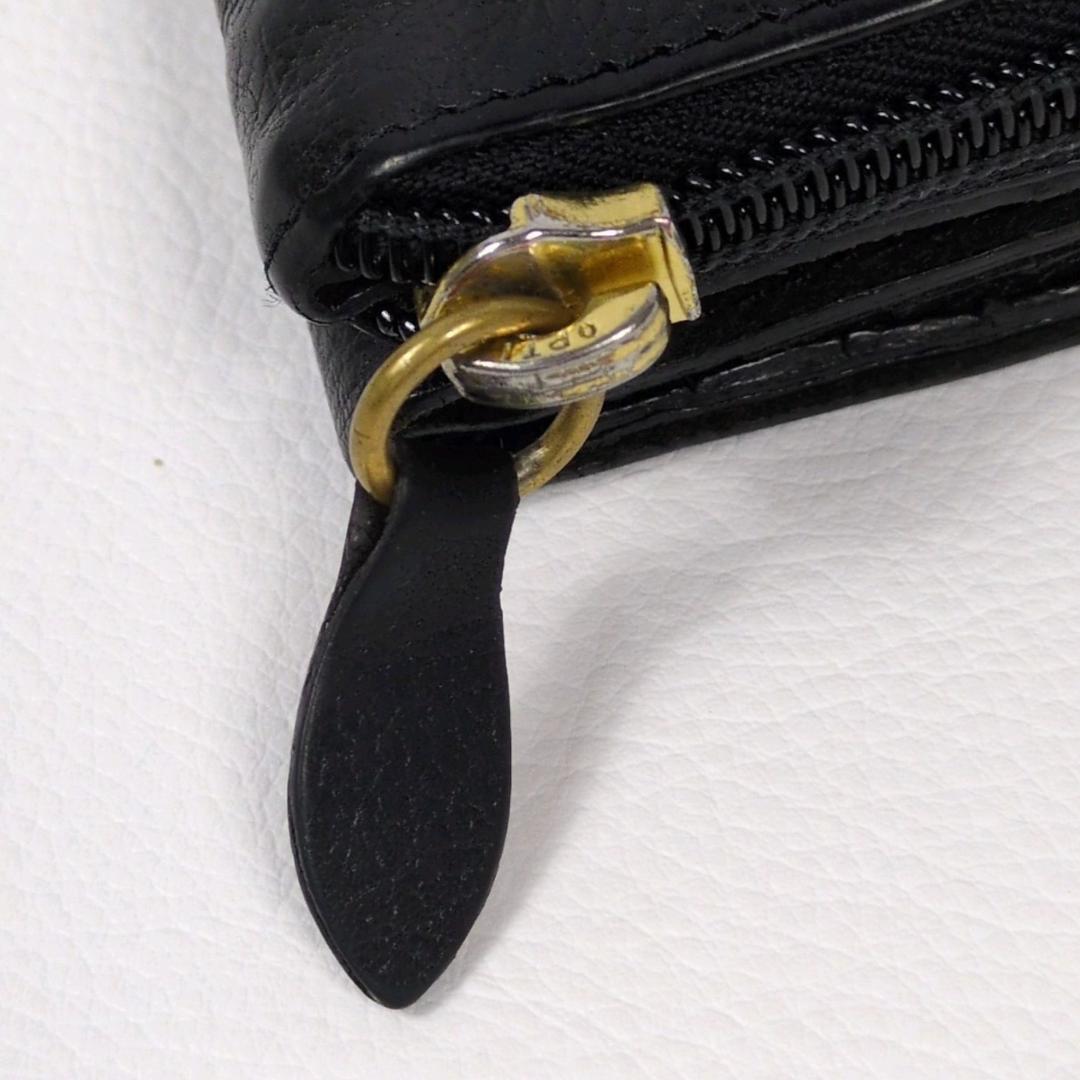 おっぽーイルビゾンテ ラウンドジップ ファスナー 二つ折り財布 ブラック