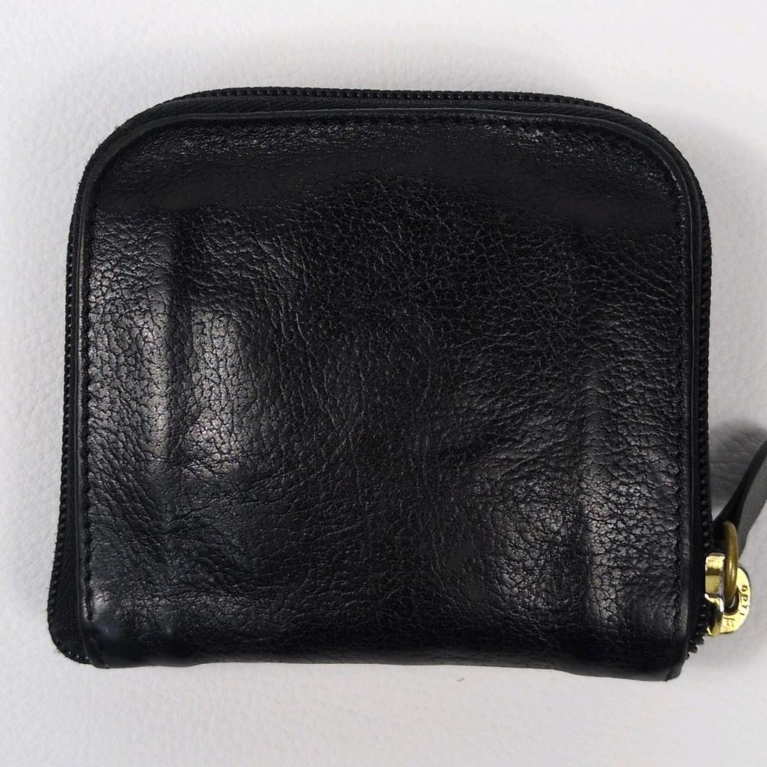 おっぽーイルビゾンテ ラウンドジップ ファスナー 二つ折り財布 ブラック