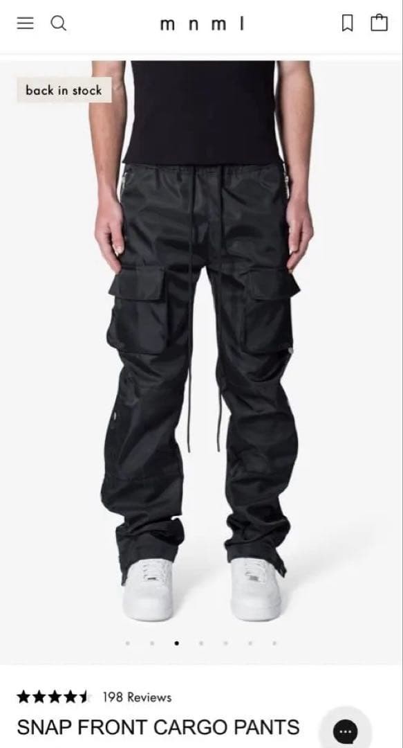Mnml スナップフロントカーゴパンツ ブラック　31