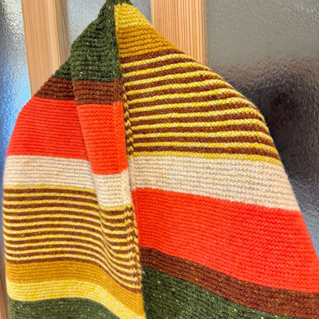 新品♡高品質　スコットランド　ウール100% マフラー　毛糸　ニット　ボーダー