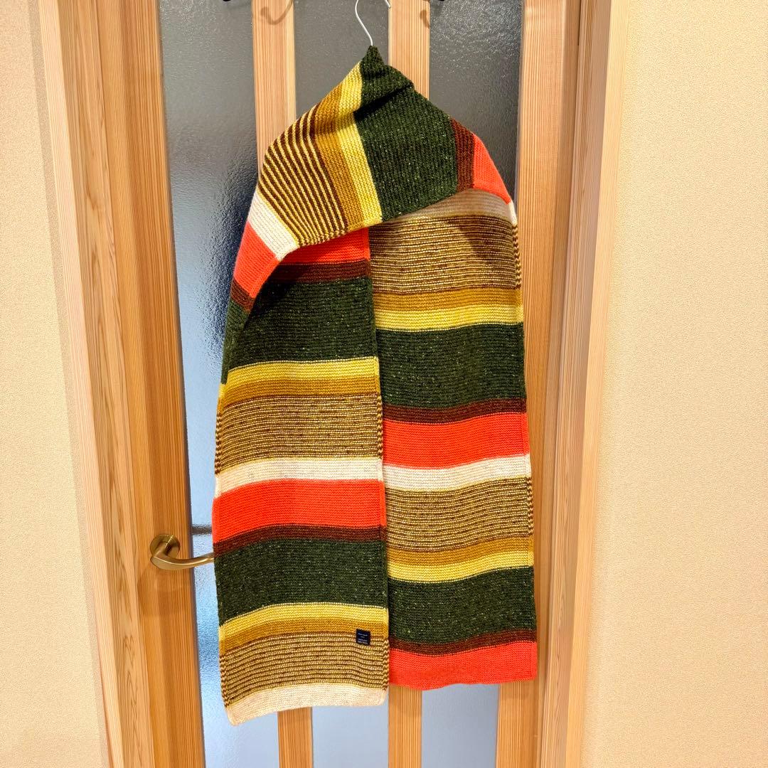 新品♡高品質　スコットランド　ウール100% マフラー　毛糸　ニット　ボーダー