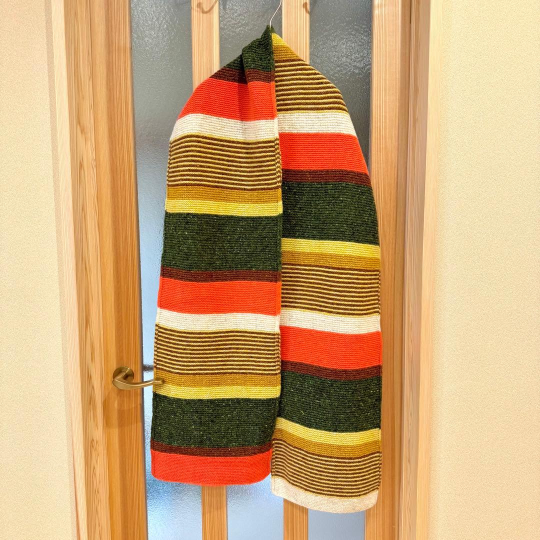 新品♡高品質　スコットランド　ウール100% マフラー　毛糸　ニット　ボーダー