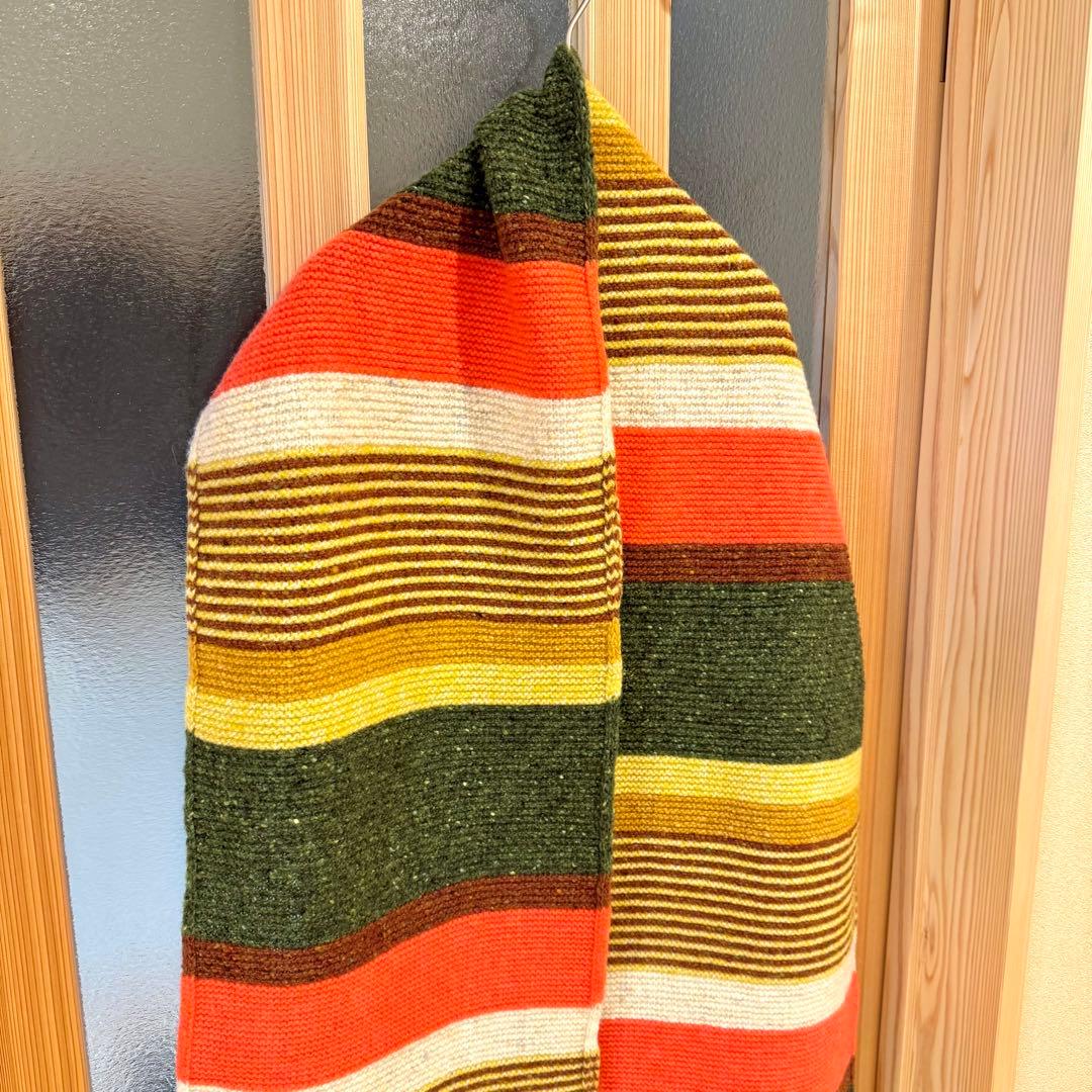 新品♡高品質　スコットランド　ウール100% マフラー　毛糸　ニット　ボーダー