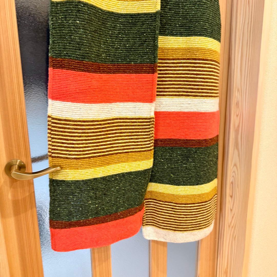 新品♡高品質　スコットランド　ウール100% マフラー　毛糸　ニット　ボーダー