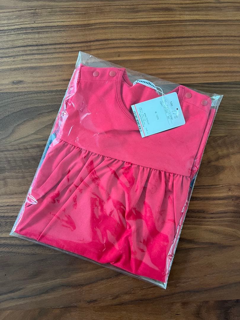 ファミリア　ワンピース チュニック 半袖 赤チェック　100 XF 131333