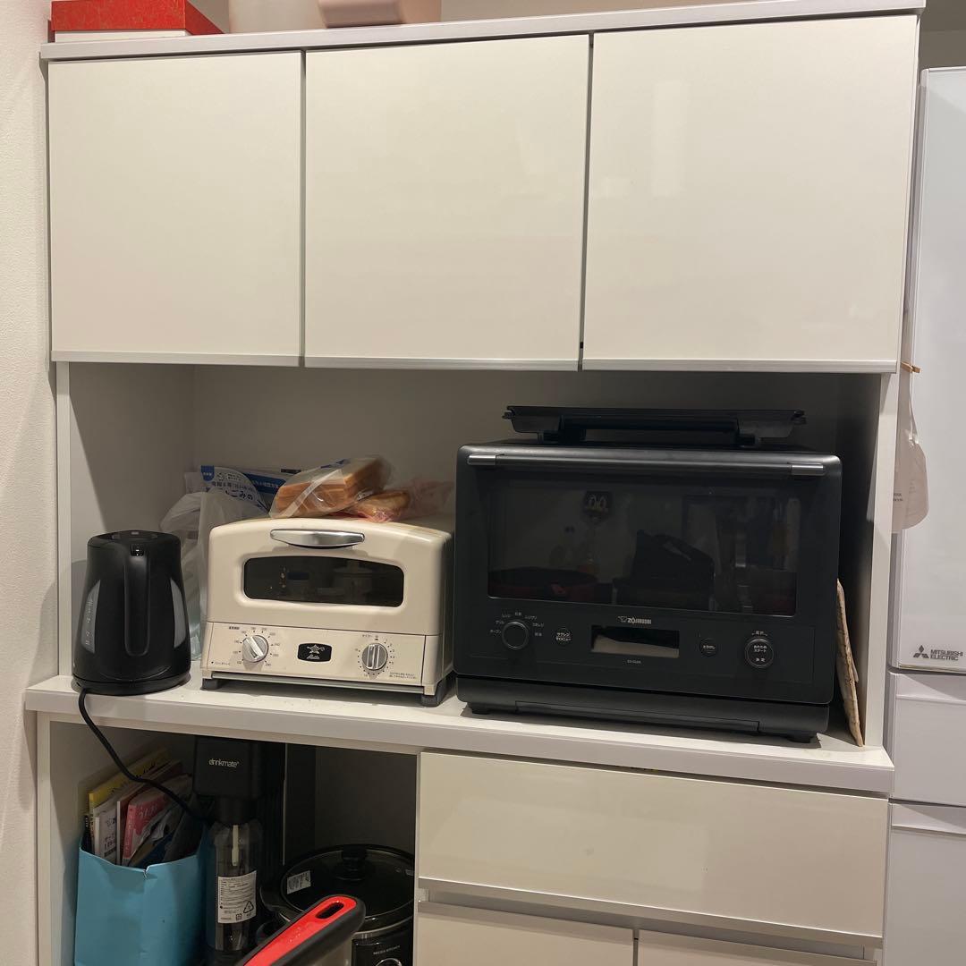 KAGUCOCO ナポリ　食器棚　幅116.3cm 鏡面ホワイト