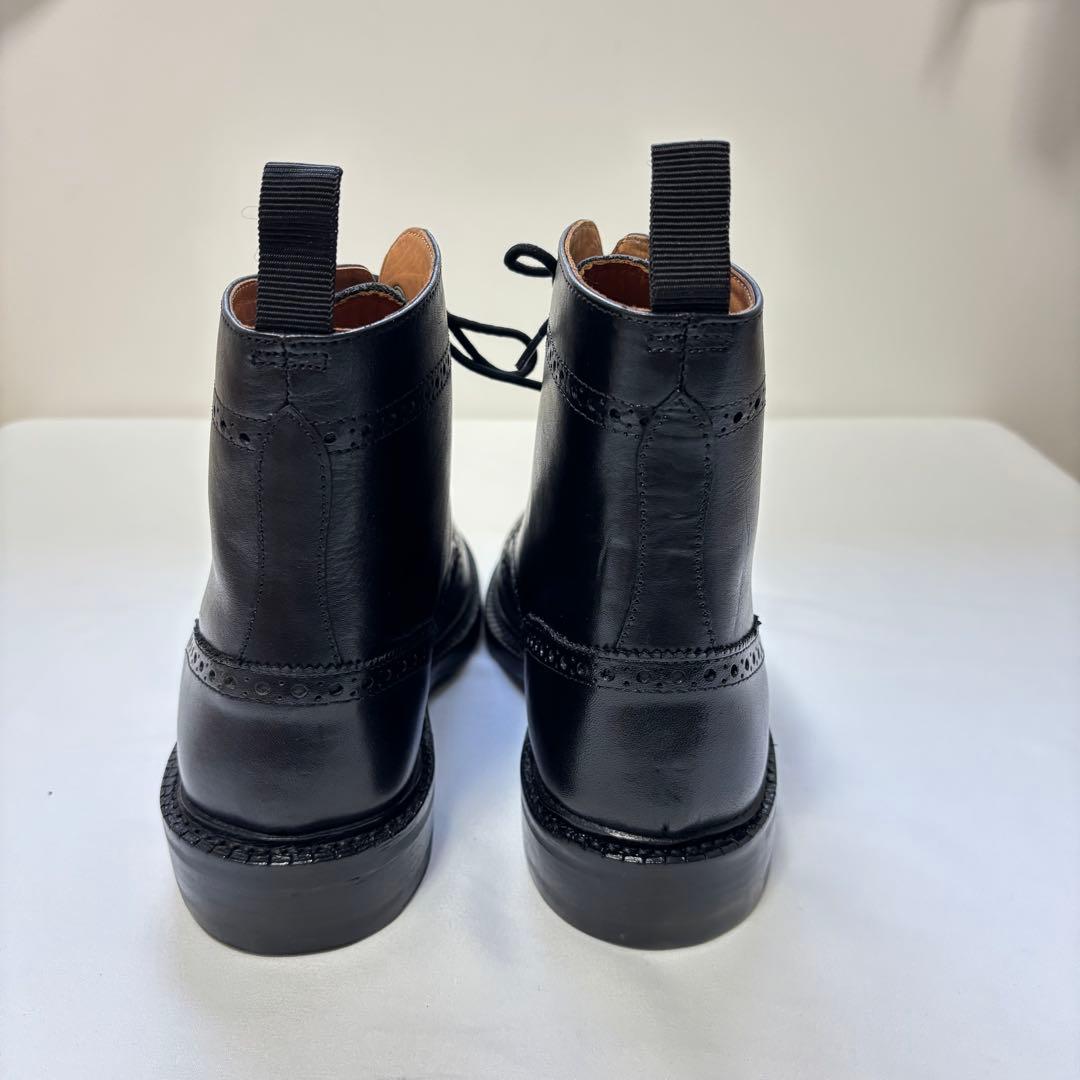 ノーブランド　メンズ　ウイングチップ　ブーツ　ブラック