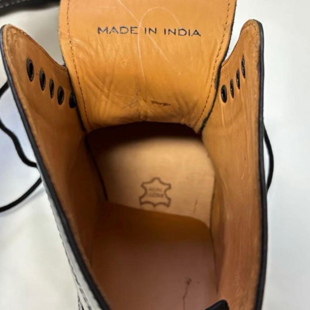 ノーブランド　メンズ　ウイングチップ　ブーツ　ブラック