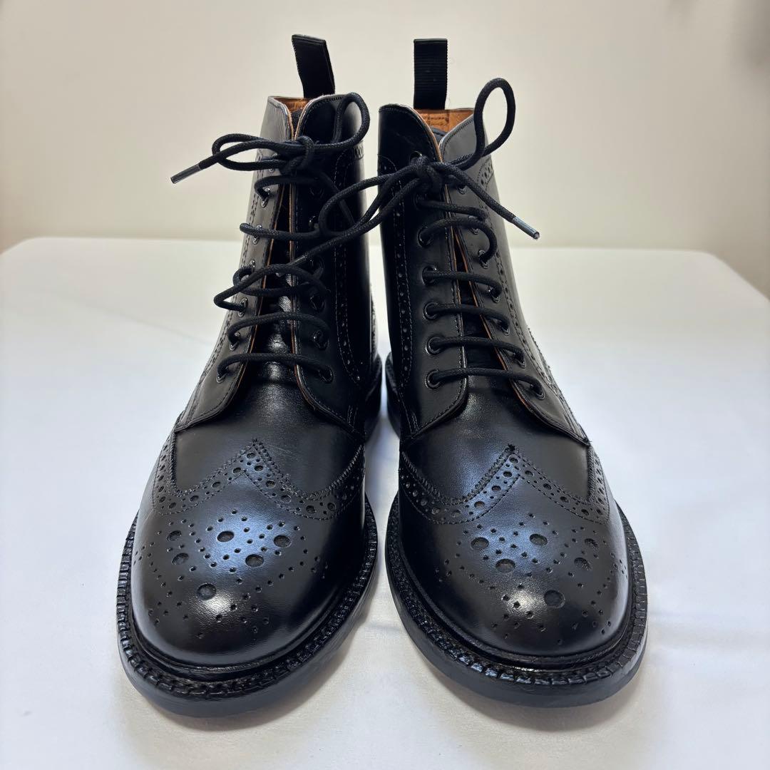 ノーブランド　メンズ　ウイングチップ　ブーツ　ブラック