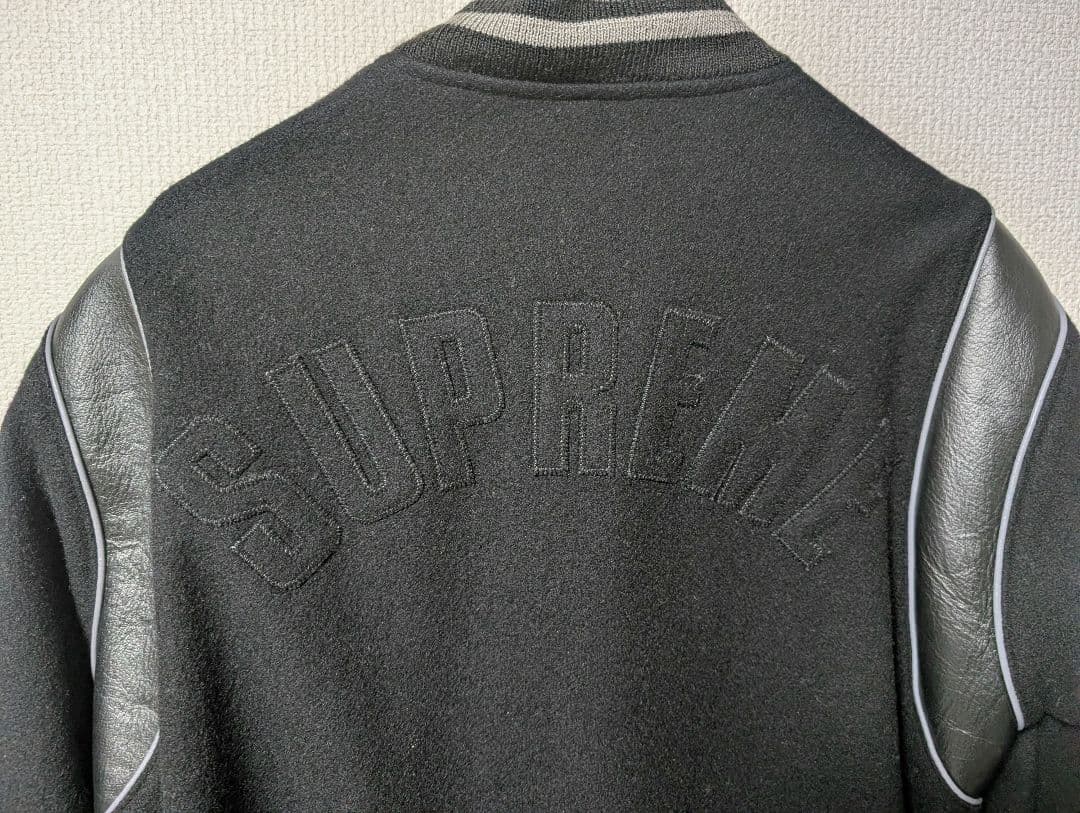 Supreme スタジャン L 黒色 レザー袖