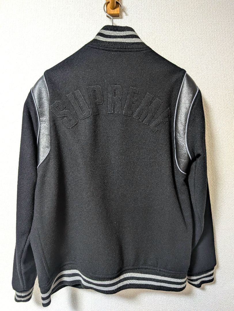 Supreme スタジャン L 黒色 レザー袖