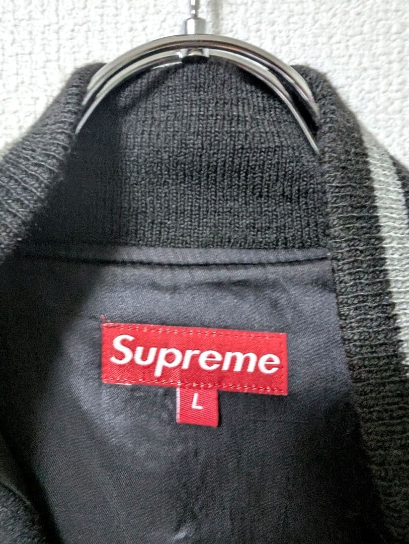 Supreme スタジャン L 黒色 レザー袖