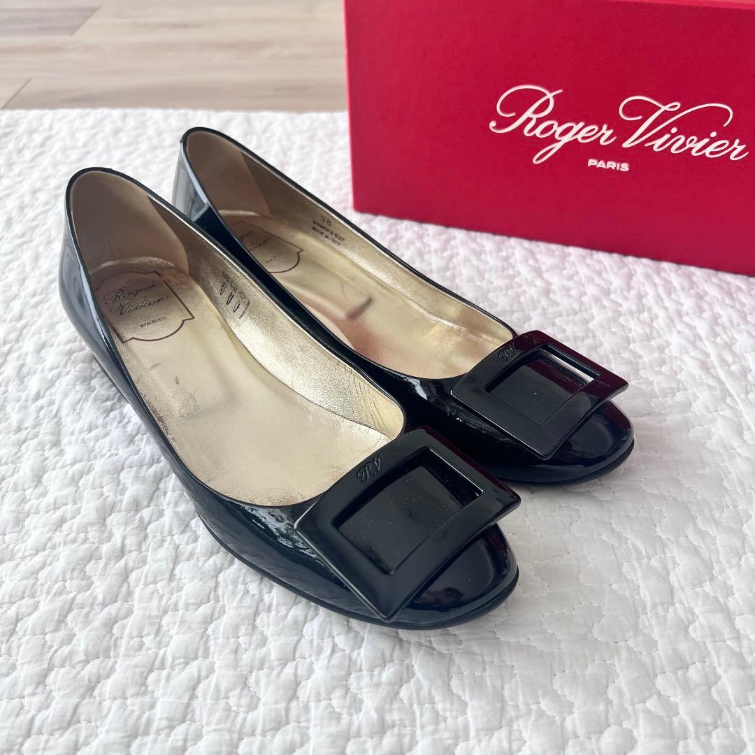 ロジェ ヴィヴィエ パテントレザー パンプス 38 ブラック バック