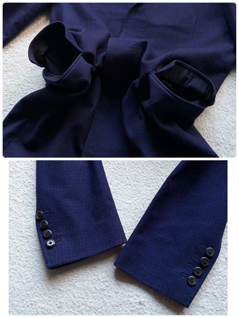 【新品未使用タグ付き】ラッドミュージシャン チェスターコート チェック ネイビー