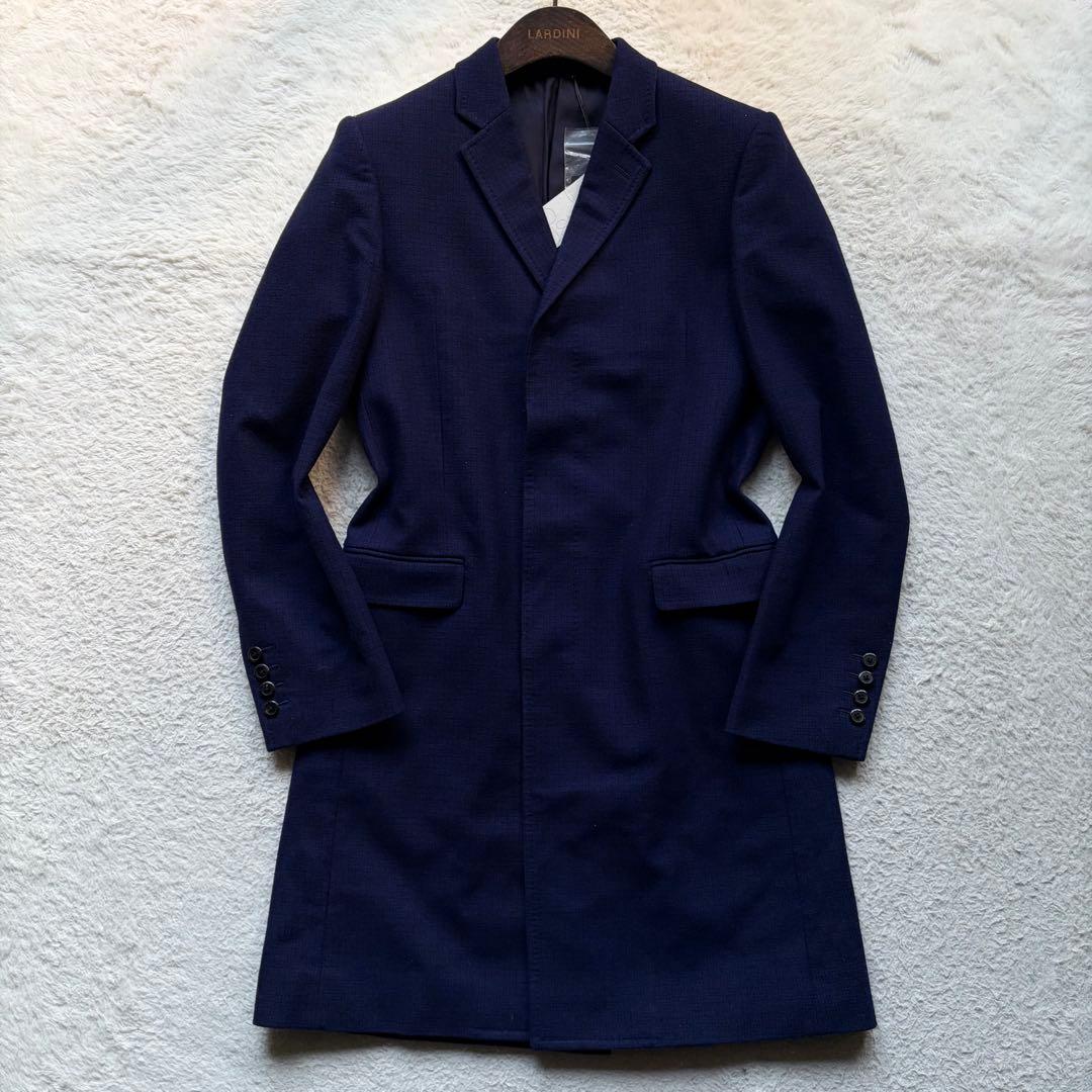 【新品未使用タグ付き】ラッドミュージシャン チェスターコート チェック ネイビー