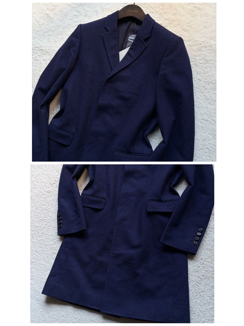 【新品未使用タグ付き】ラッドミュージシャン チェスターコート チェック ネイビー