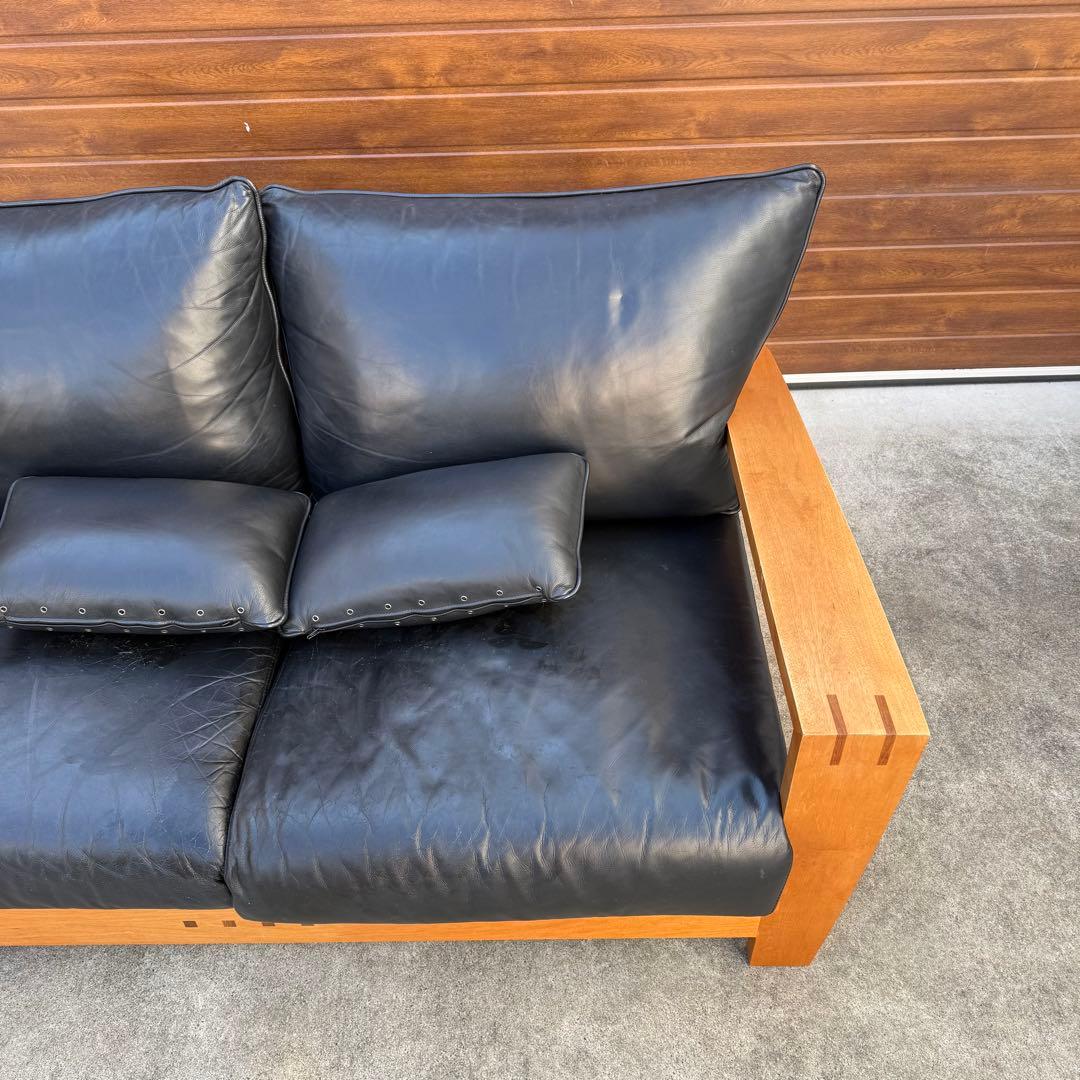 ACTUS BOSCO ソファ 黒レザー ウォールナット 購入価格28万