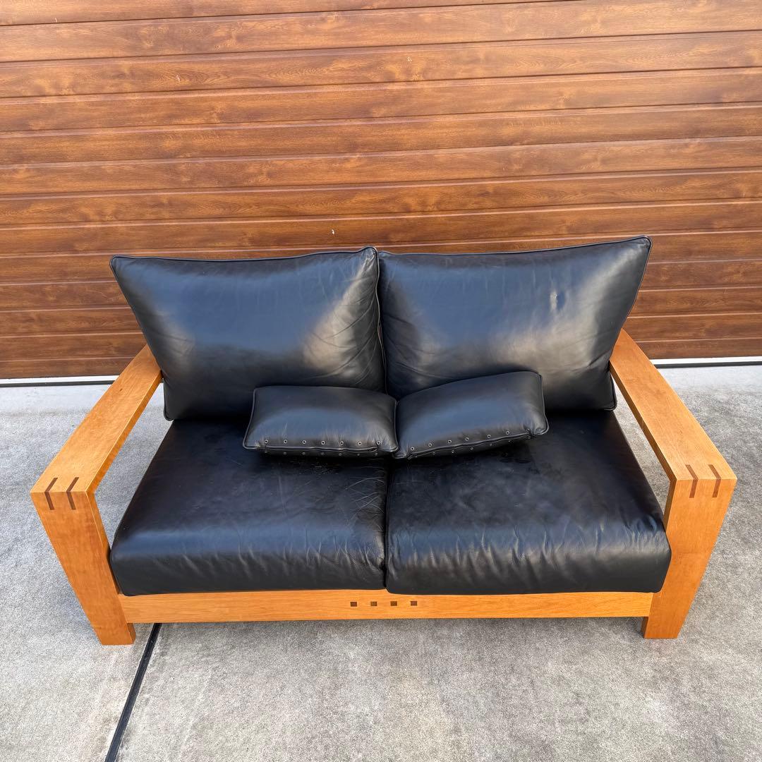 ACTUS BOSCO ソファ 黒レザー ウォールナット 購入価格28万