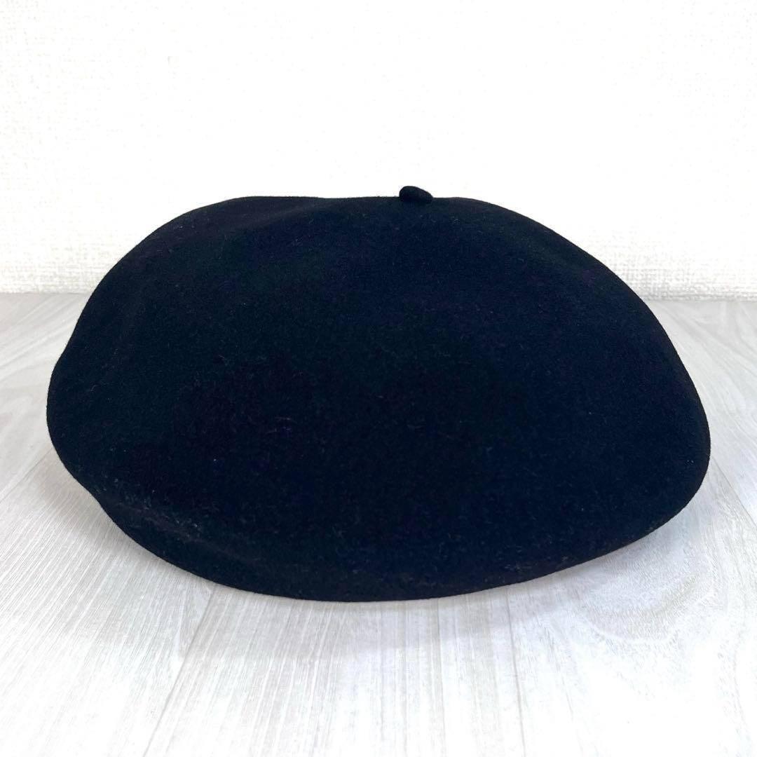 【美品】CHANEL/シャネル　ベレー帽　ココマーク刺繍　ウール　59相当　黒