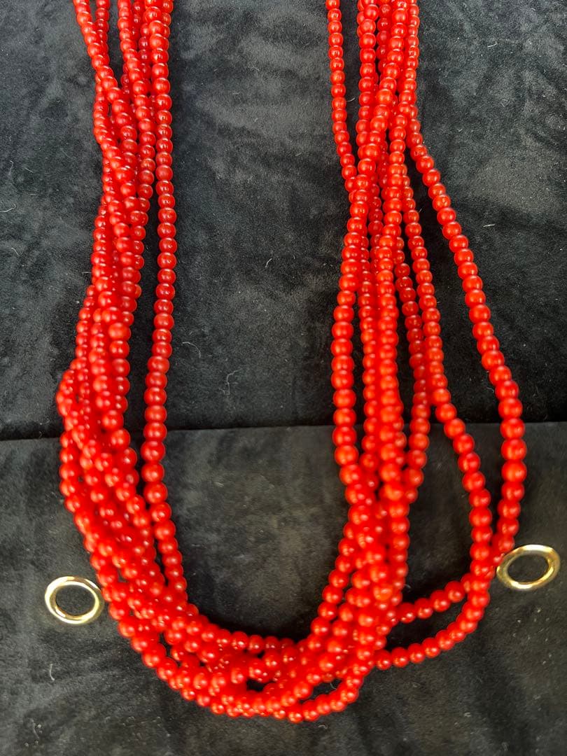 天然赤珊瑚　7連ネックレス　鑑別書付き