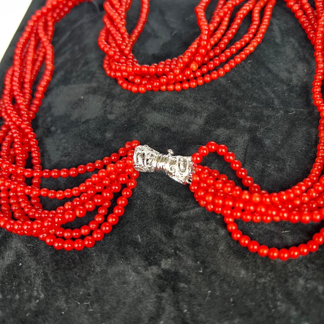 天然赤珊瑚　7連ネックレス　鑑別書付き