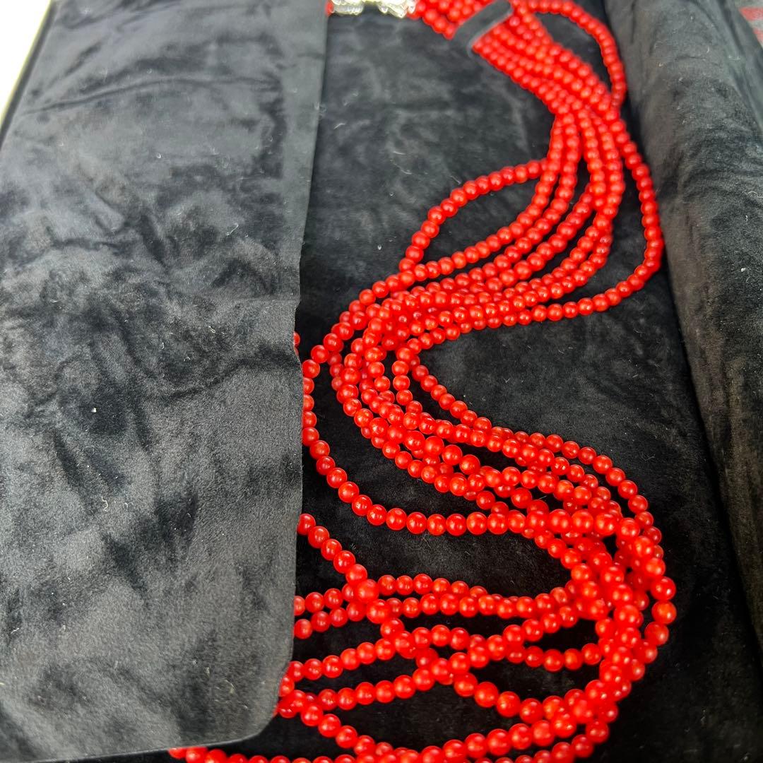 天然赤珊瑚　7連ネックレス　鑑別書付き