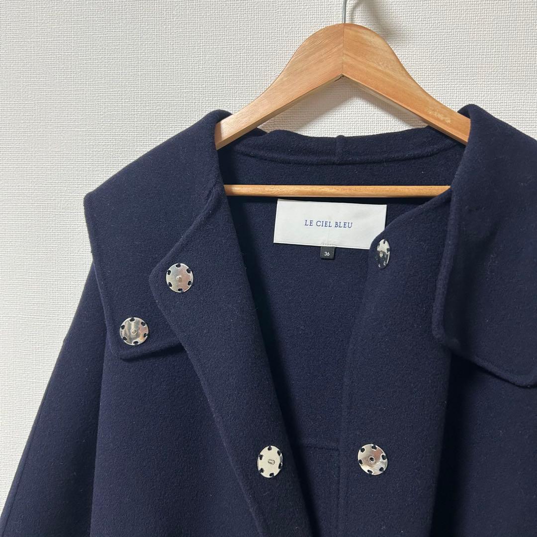 ルシェルブルー　フードオーバーコート　ネイビー